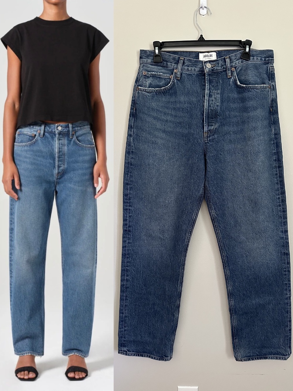 NWOT AGOLDE 90s Straight Jean Mid Rise Size 29 Dark Indigo Quiet Luxury Premium